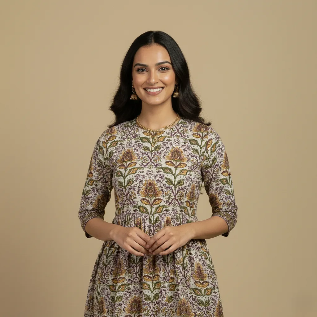 Women's Printed Anarkali Dress - Image 2