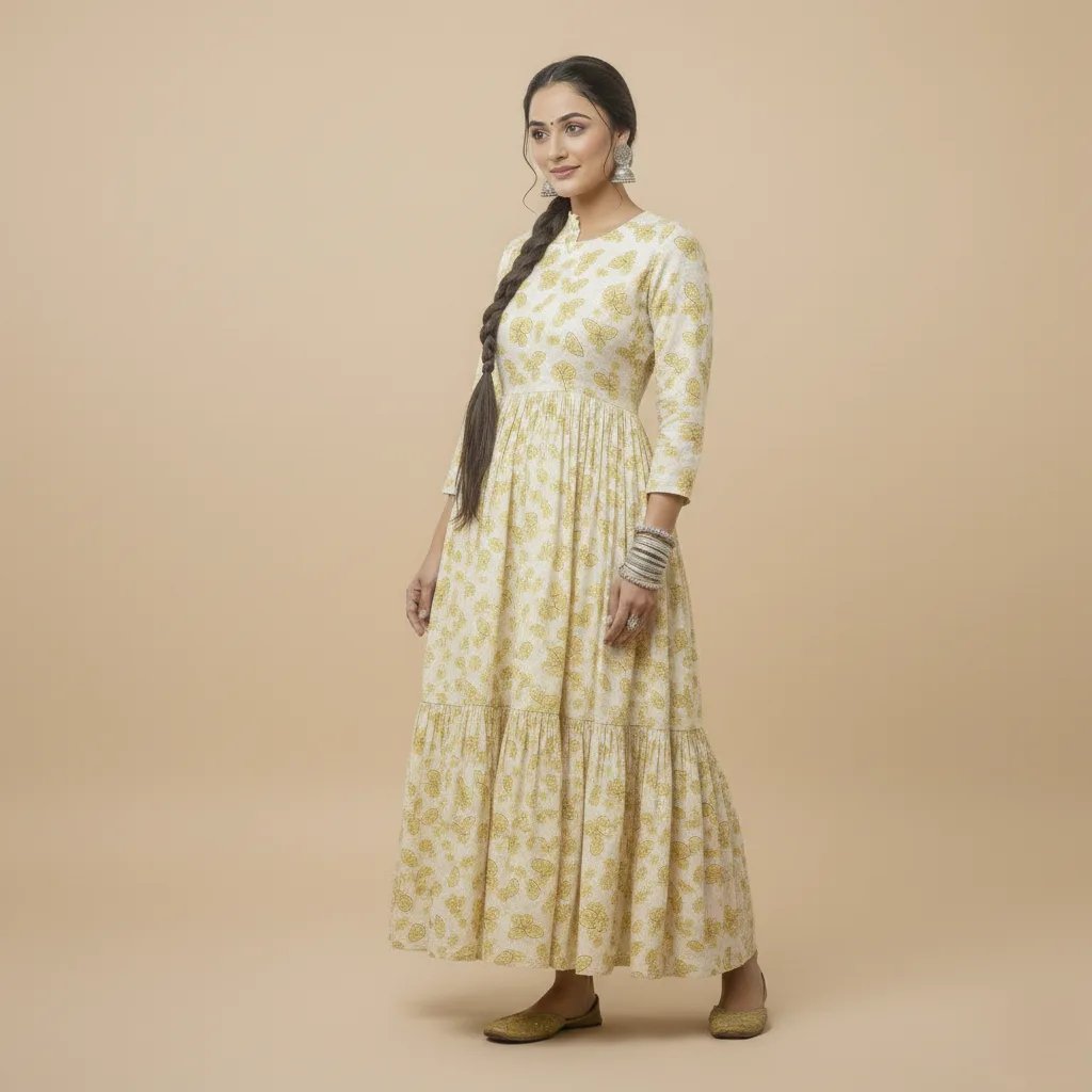 Yellow Printed Maxi Dress - Image 4