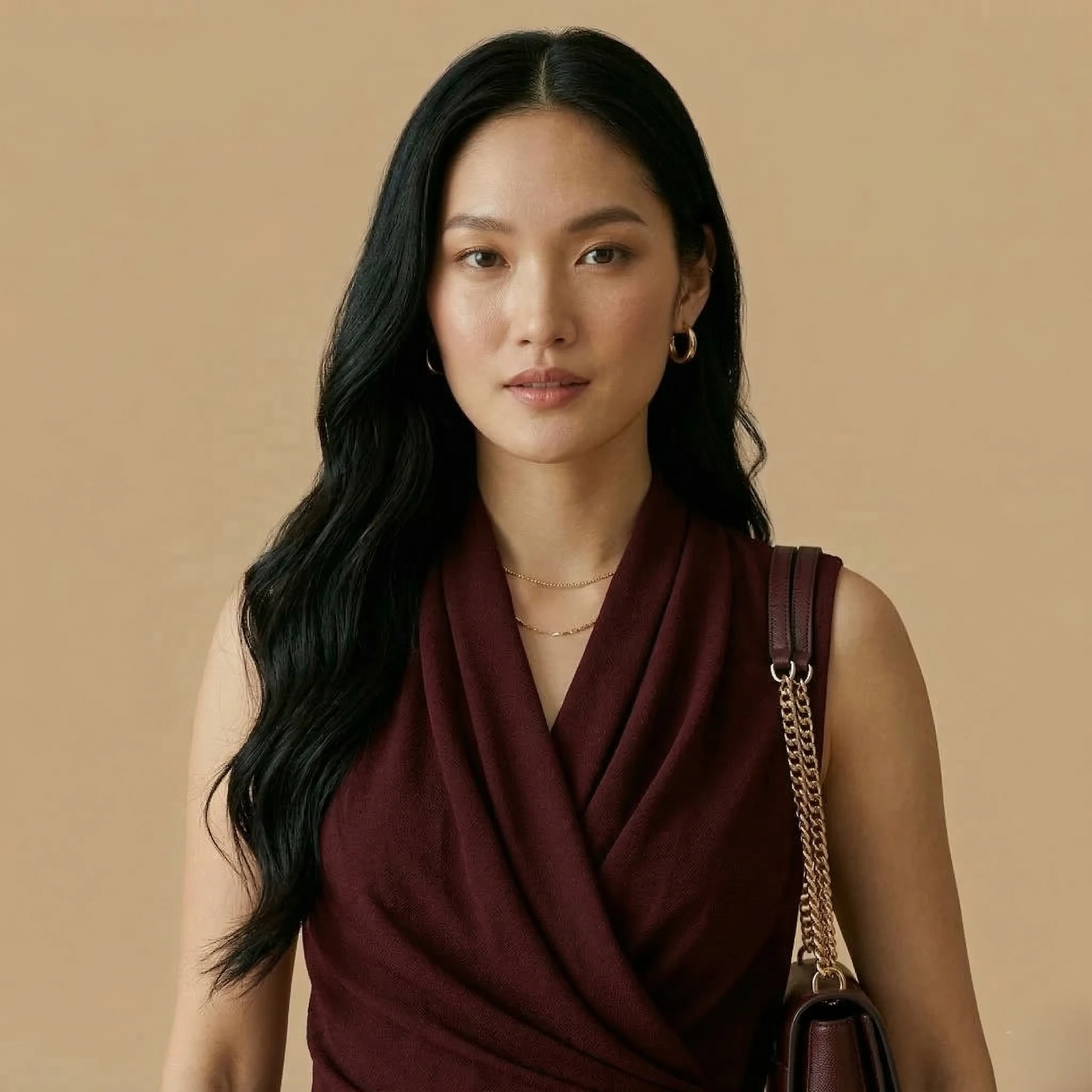 Burgundy Sleeveless Wrap Top - Image 2