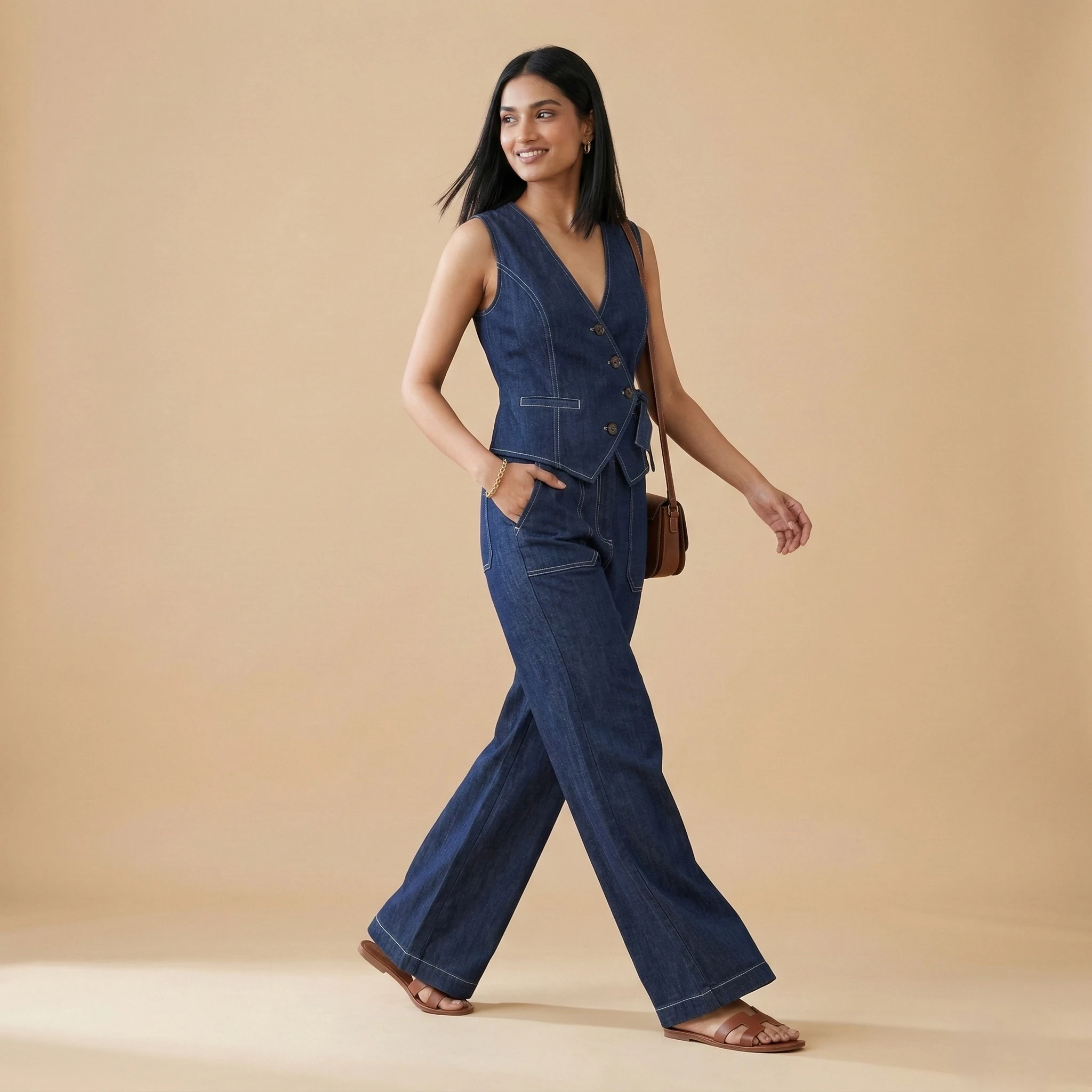 Indigo Denim Wrap Co-ord Set - Image 4