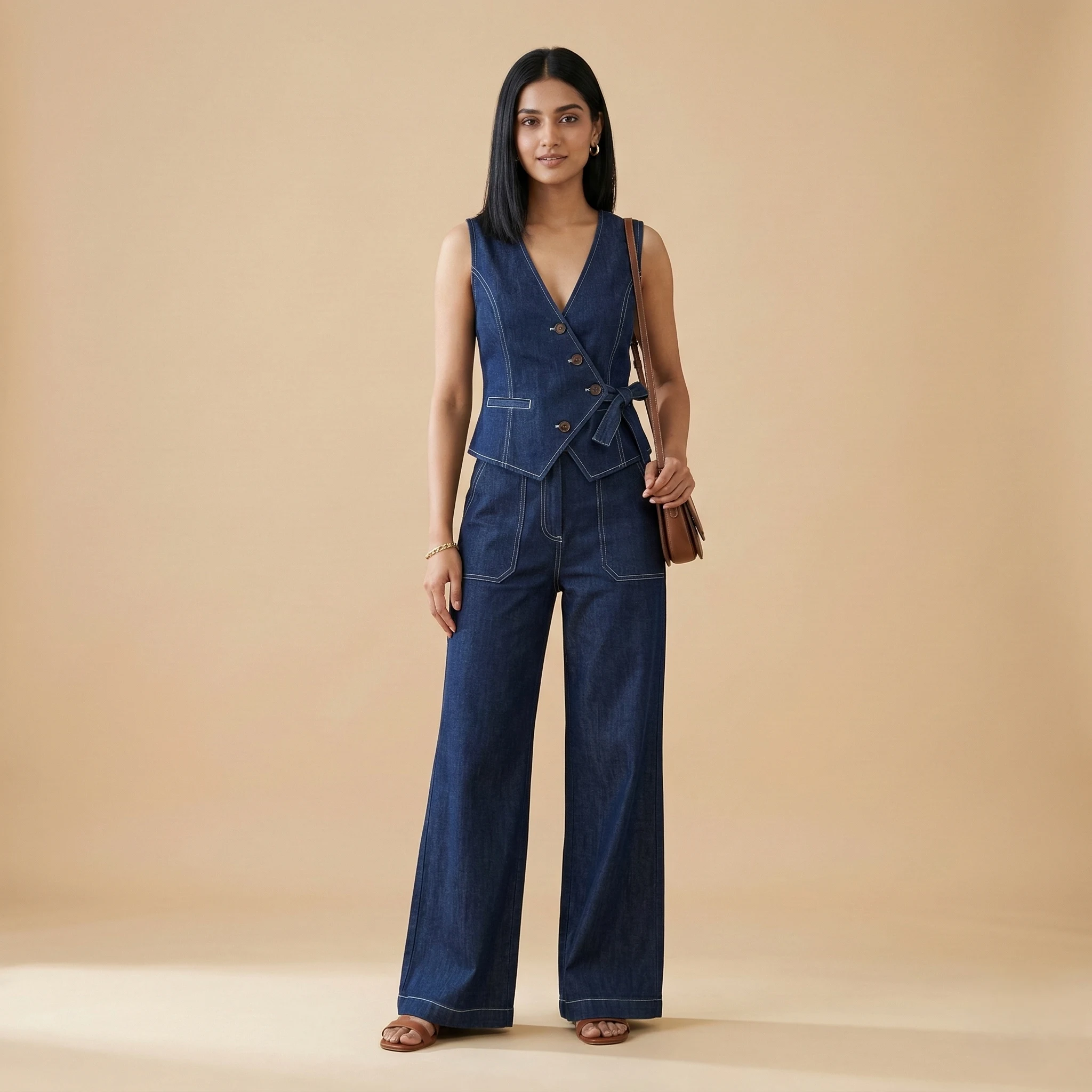 Indigo Denim Wrap Co-ord Set