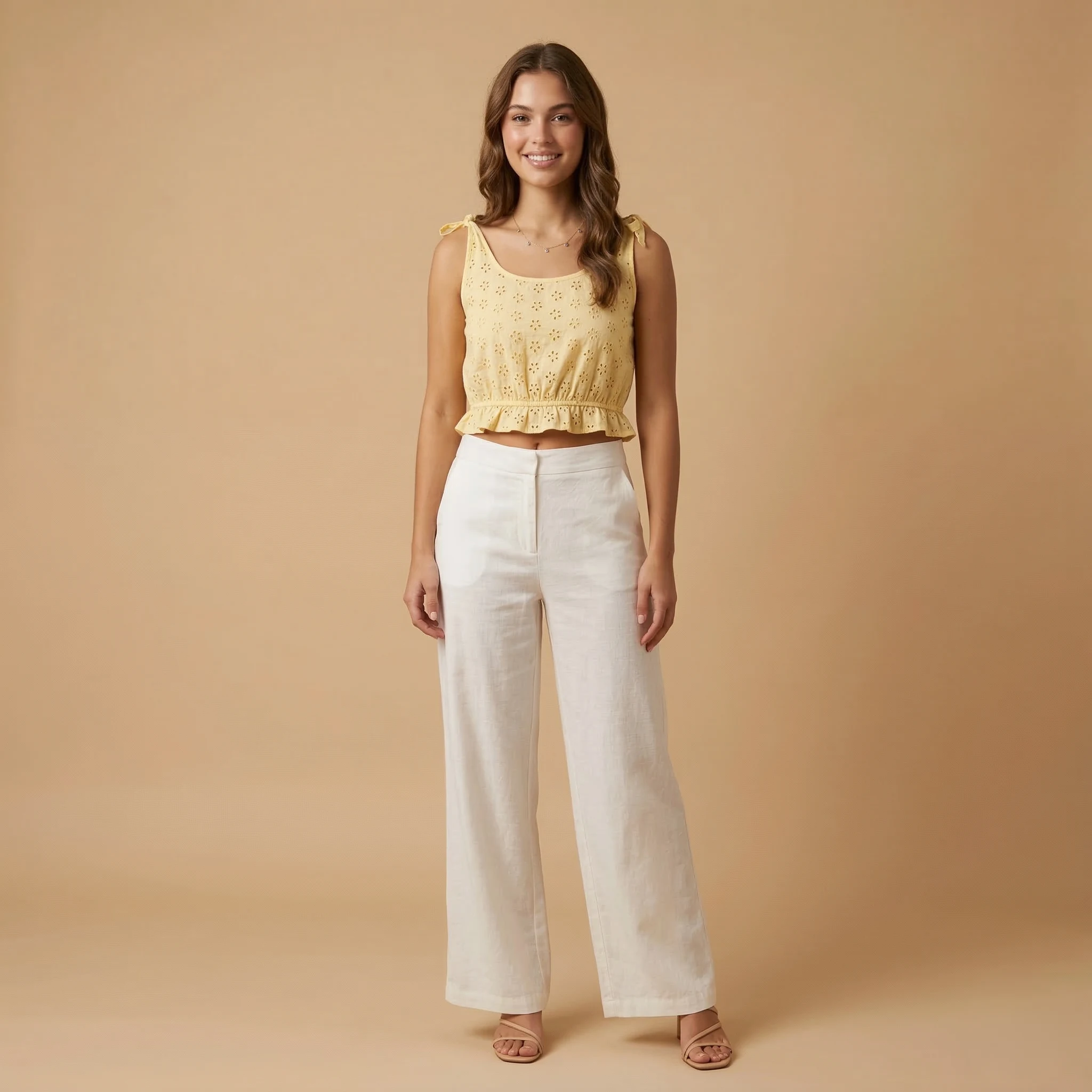 Yellow Eyelet Crop Top - Image 4