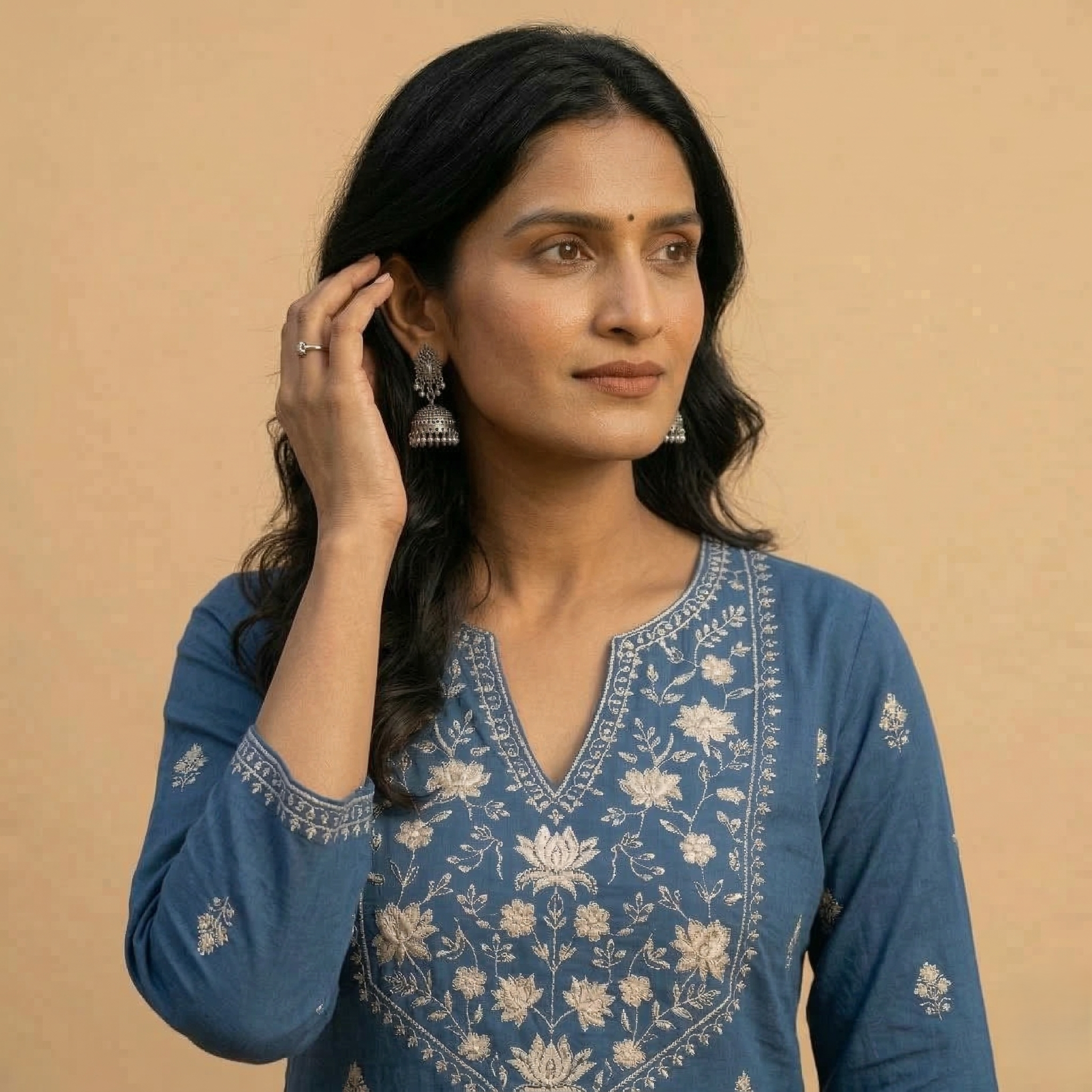 Prussian Blue Gilded Kurti - Image 2