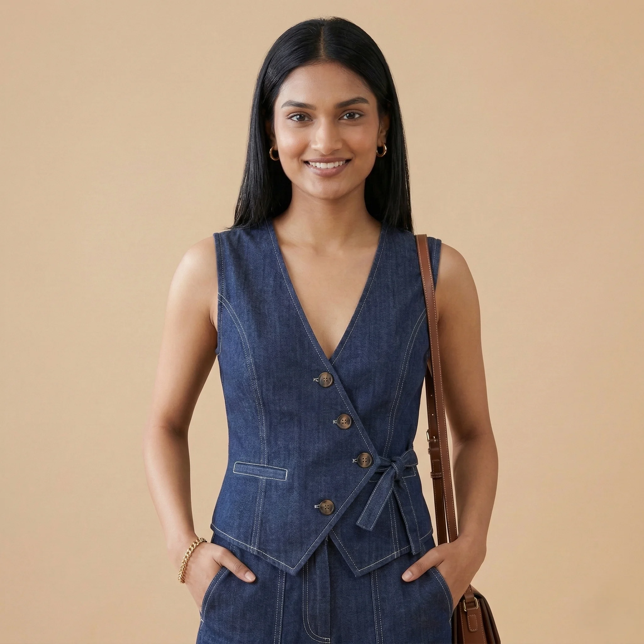 Indigo Denim Wrap Co-ord Set - Image 2