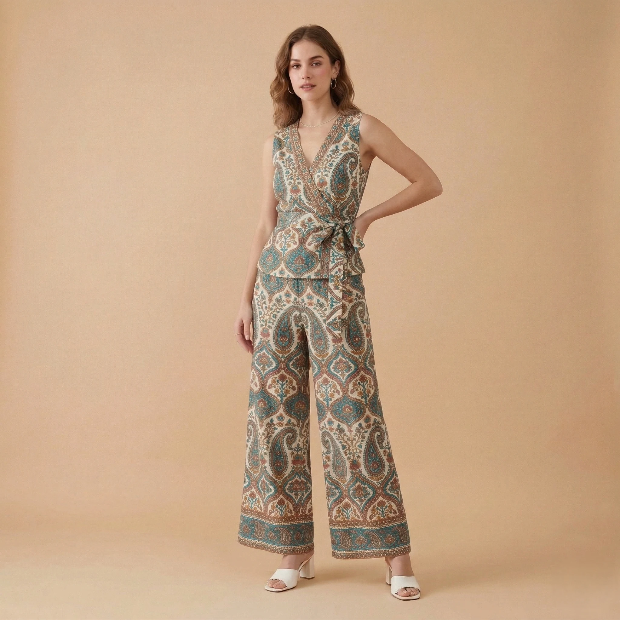Turquoise Wrap Co-ord Set - Image 4