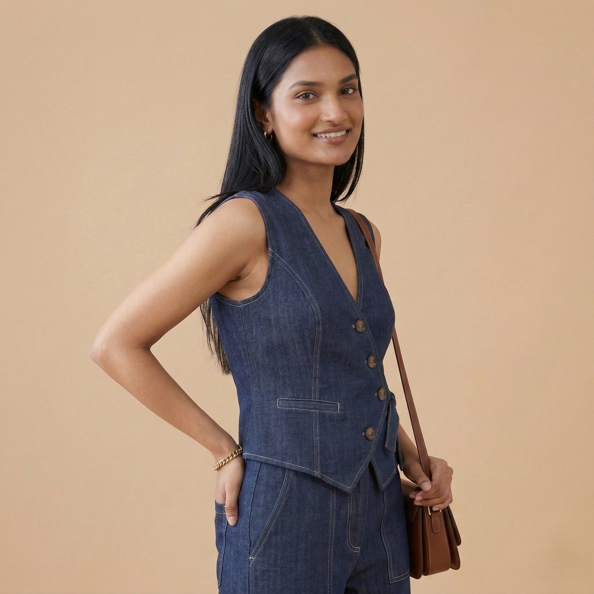 Indigo Denim Wrap Co-ord Set - Image 2