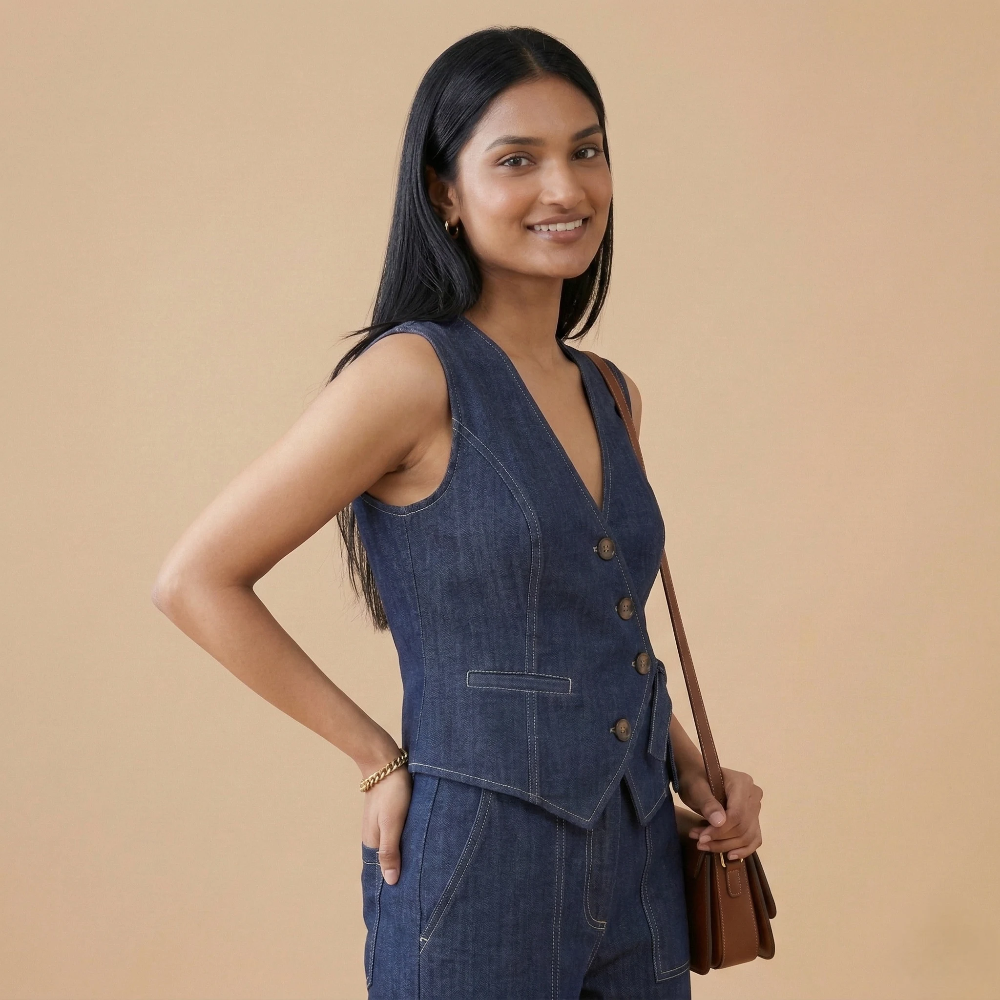 Indigo Denim Wrap Co-ord Set - Image 3