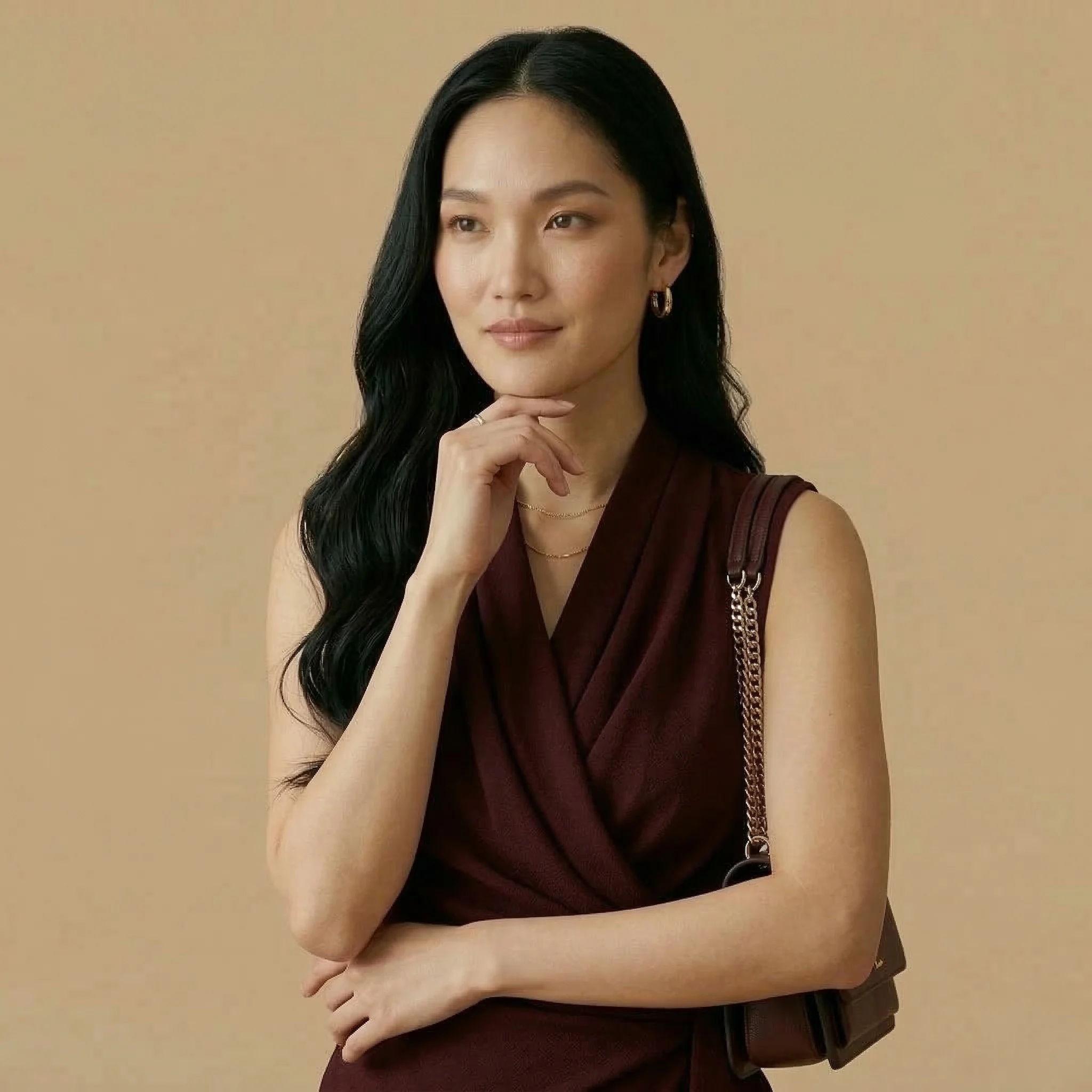 Burgundy Sleeveless Wrap Top - Image 3